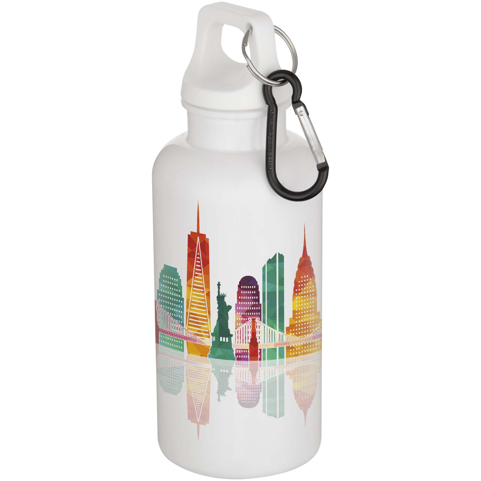 Oregon 400 ml einfarbige RS-zertifizierte Trinkflasche aus recyceltem Kunststoff mit Karabinerhaken 