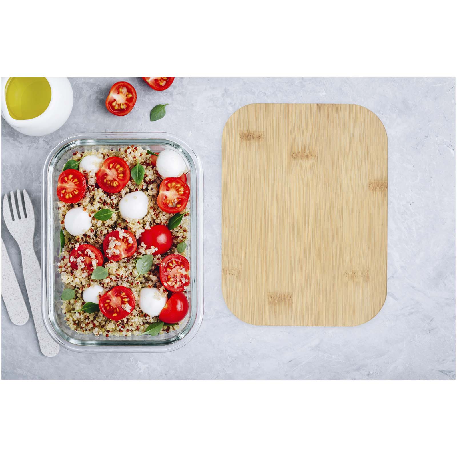 Roby 1000 ml Glas Lunchbox mit Bambusdeckel