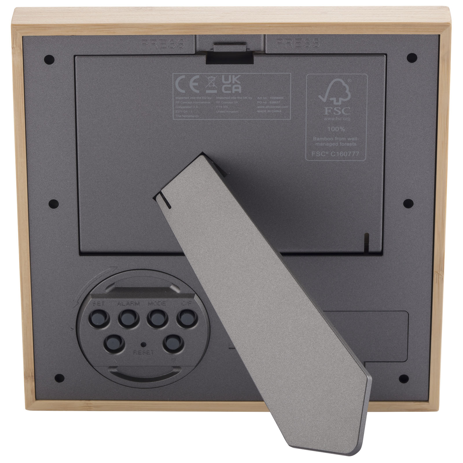 Sasa Bambus Fotorahmen Tischuhr mit Thermometer