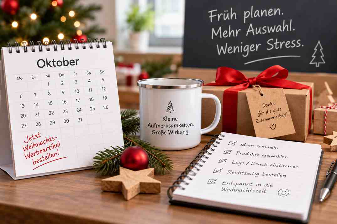 Weihnachts-Werbeartikel rechtzeitig bestellen: Warum frühe Planung Stress vermeidet