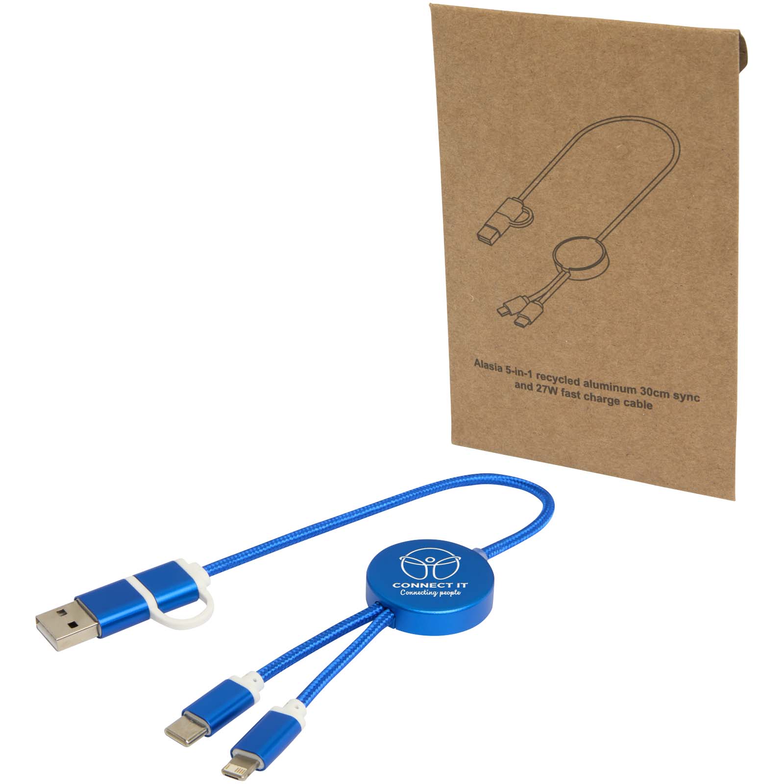 Alasia 30 cm 5-in-1 Kabel aus recyceltem Kunststoff für Datenübertragung und 27W Schnellladung