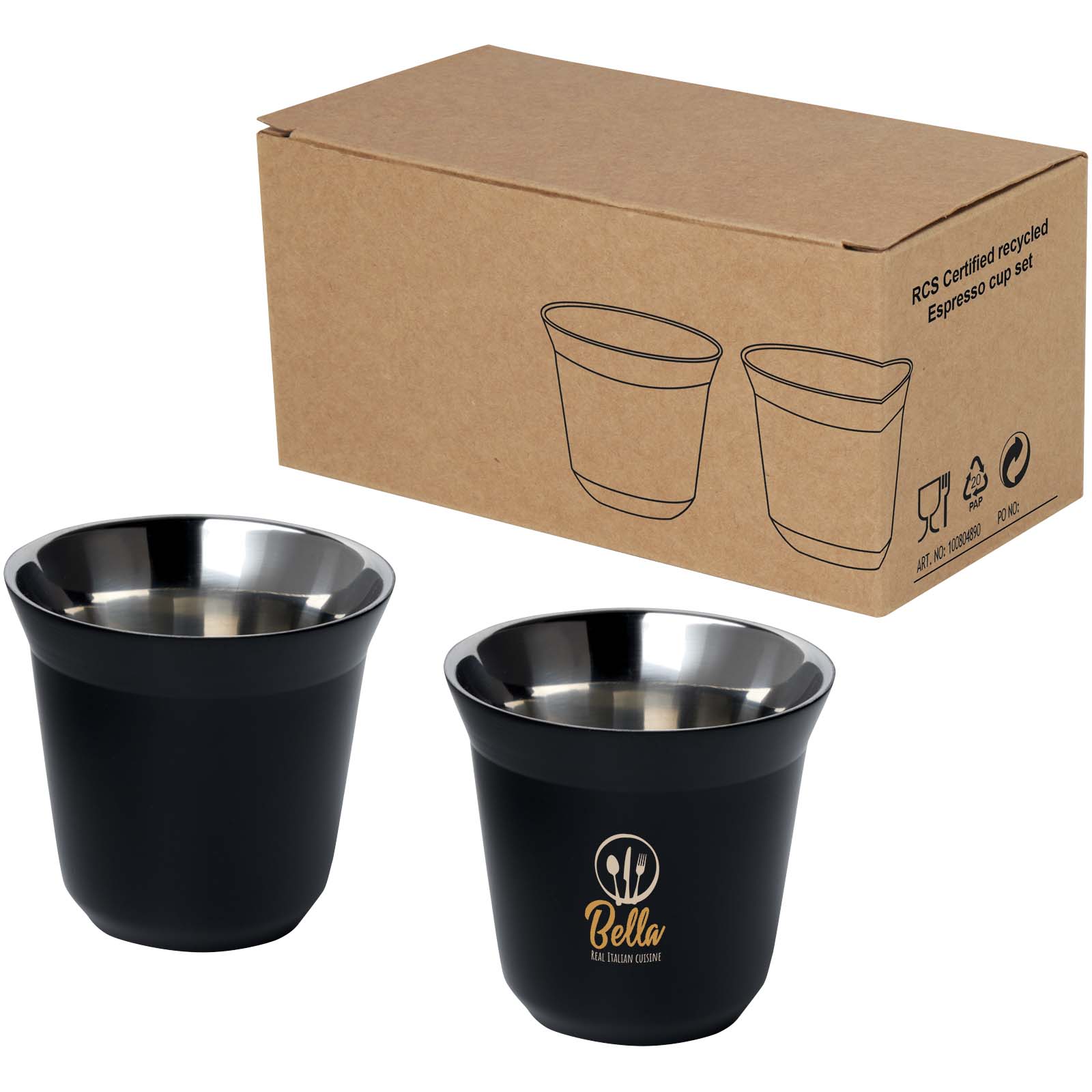 Duo 80 ml RCS-zertifiziertes Espressotassen Set aus Edelstahl 