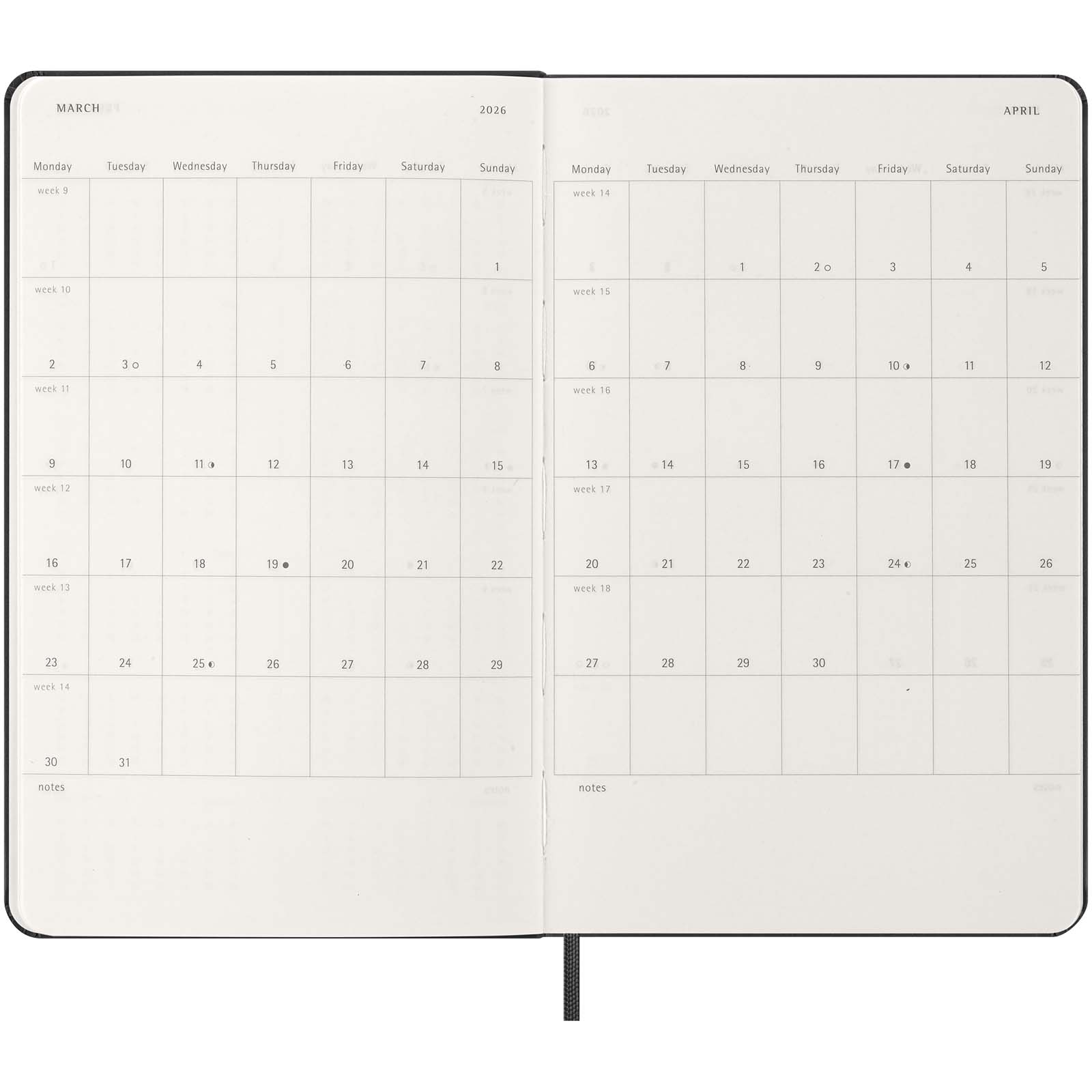 Moleskine Hardcover 12 Monate Wochenkalender L