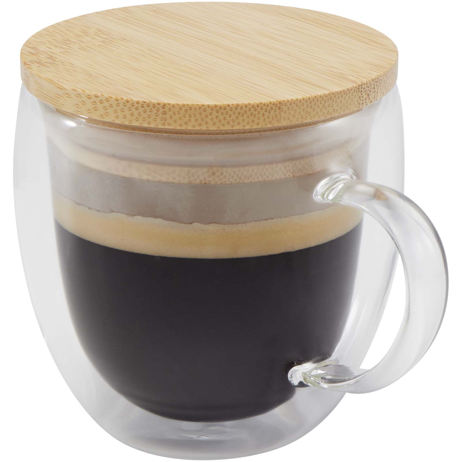 Lenora 250 ml Glasbecher mit Bambusdeckel Lenora 250 ml Glasbecher mit Bambusdeckel