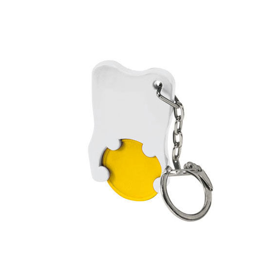 Chiphalter in Zahnform mit Einkaufswagenchip in 1€ Größe