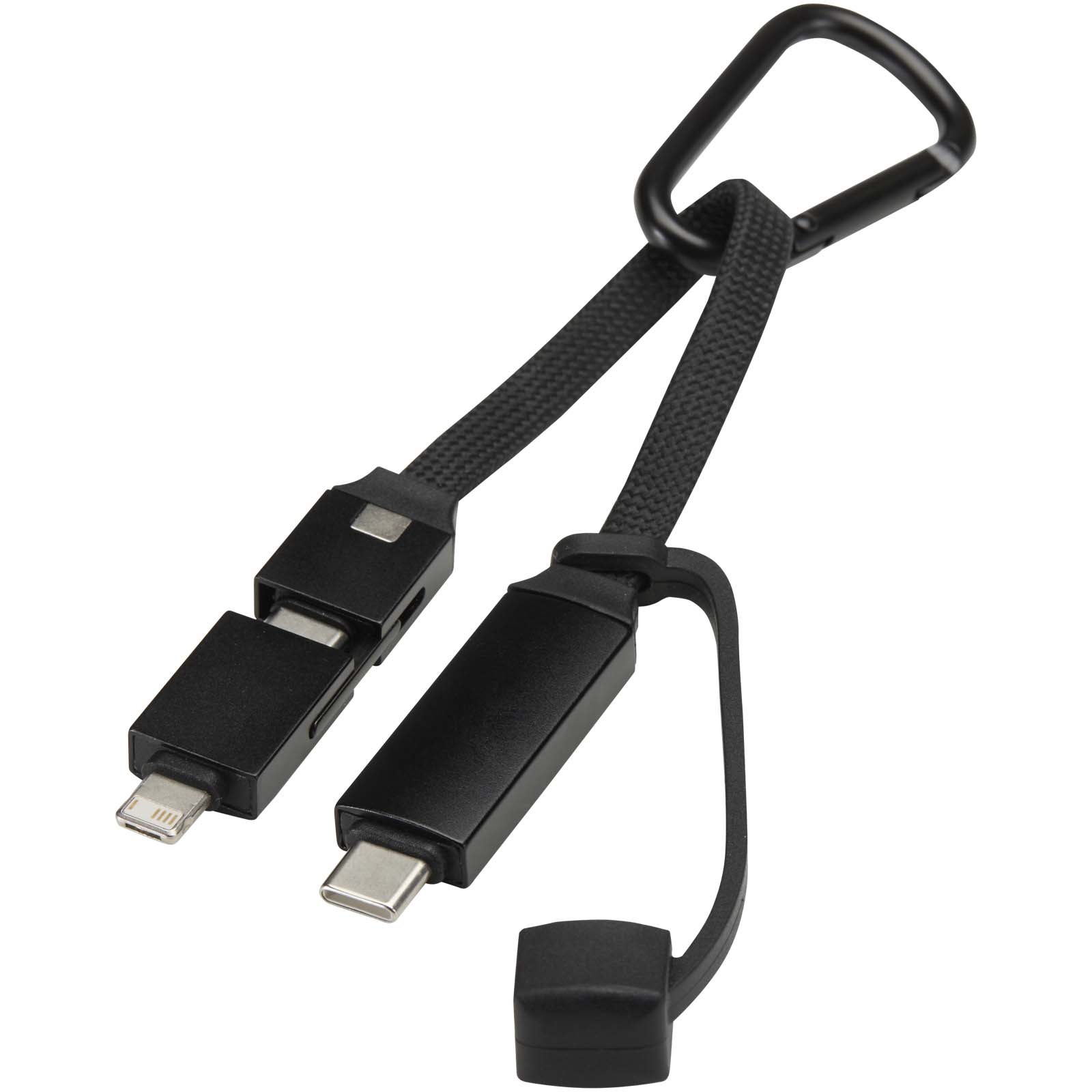 Algieba 65 W 3-in-1-Ladekabel aus recyceltem Aluminium mit Karabinerhaken