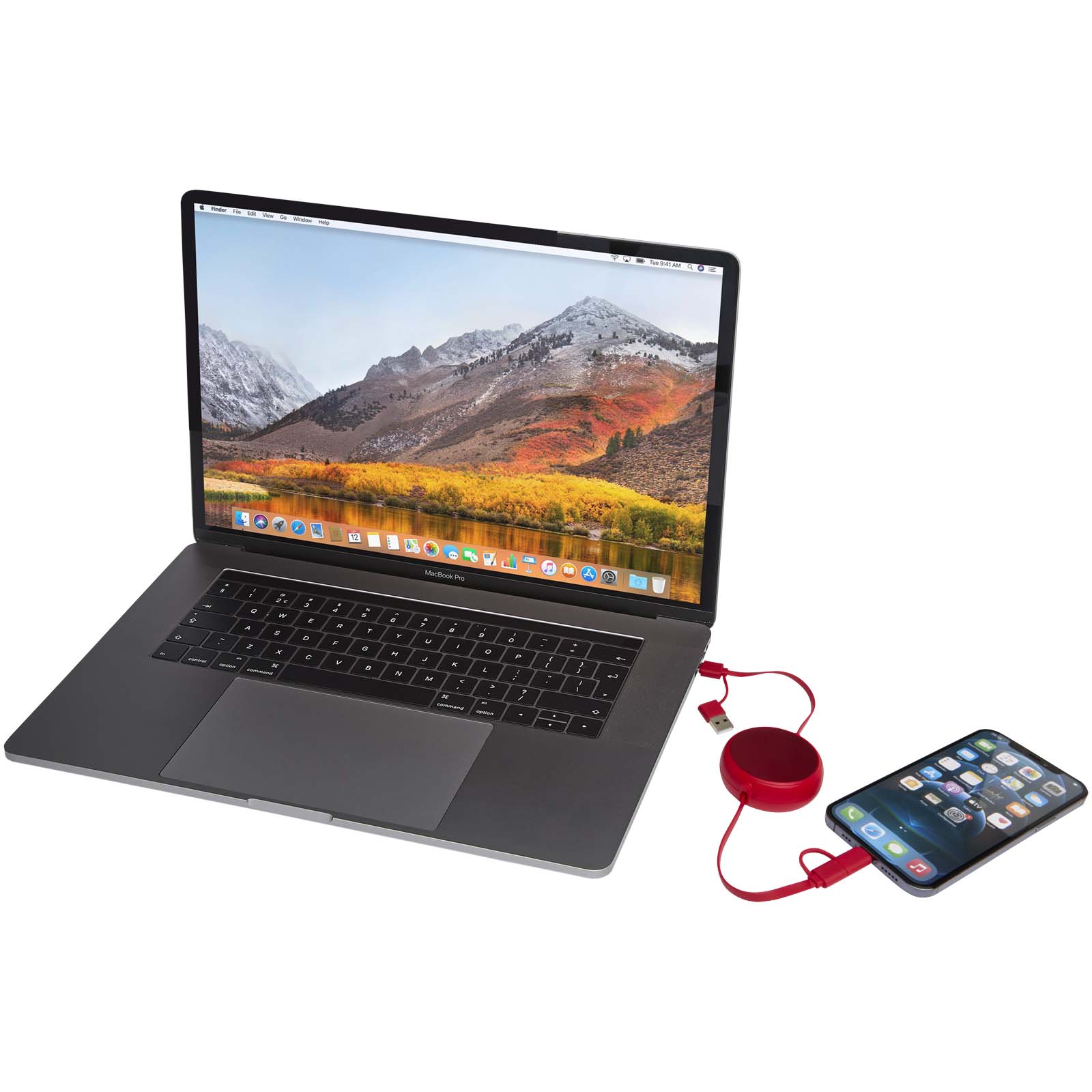 Alasia 100 cm 5-in-1 Kabel aus recyceltem Kunststoff und Aluminium, einziehbar, für Datenübertragung und mit 45W Schnellladun