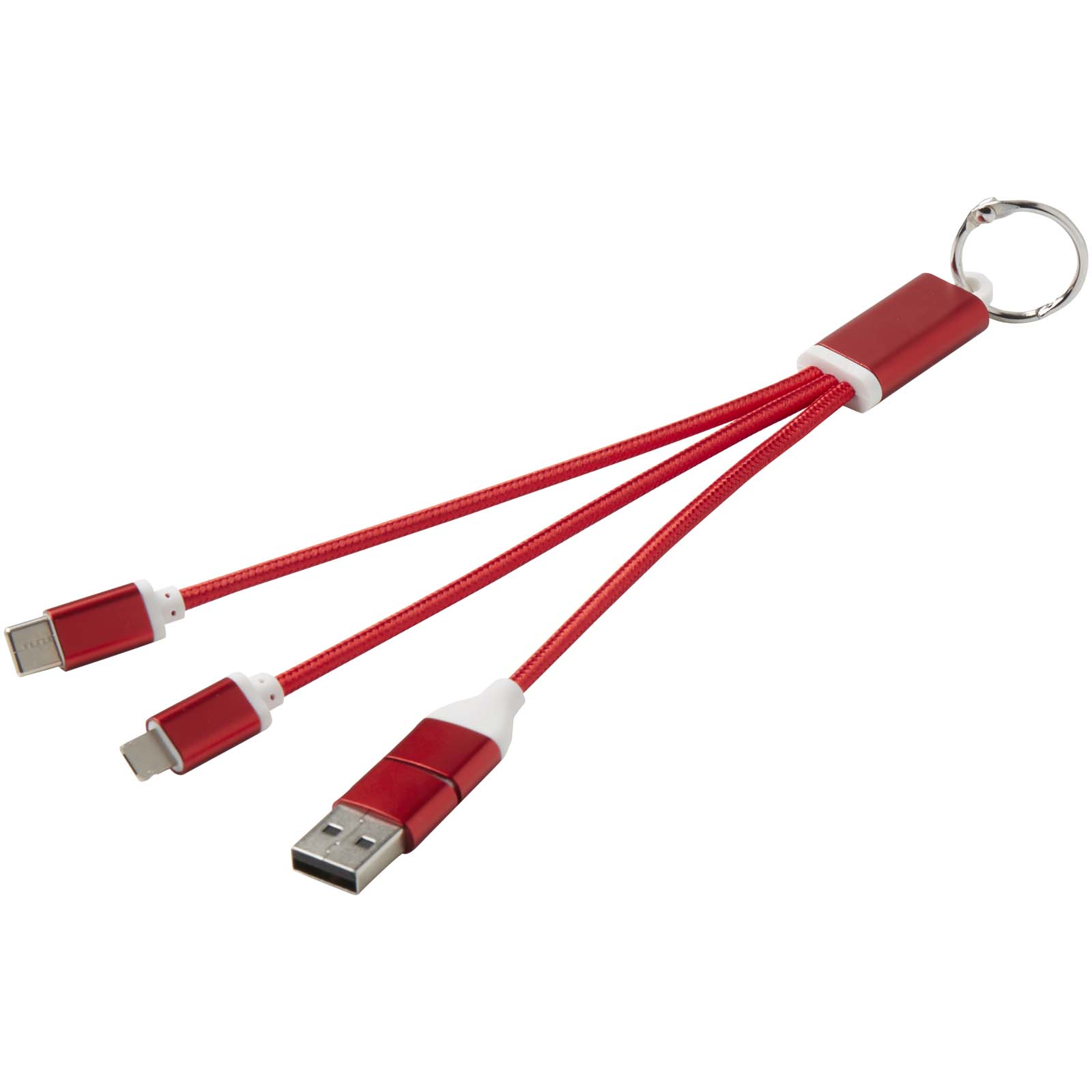 Metal 4-in-1 Ladekabel aus recyceltem Aluminium mit Schlüsselanhänger Metal 4-in-1 Ladekabel aus recyceltem Aluminium mit Schlüsselanhänger