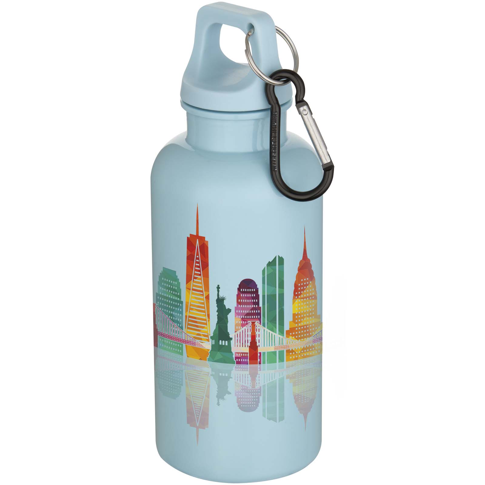Oregon 400 ml einfarbige RS-zertifizierte Trinkflasche aus recyceltem Kunststoff mit Karabinerhaken