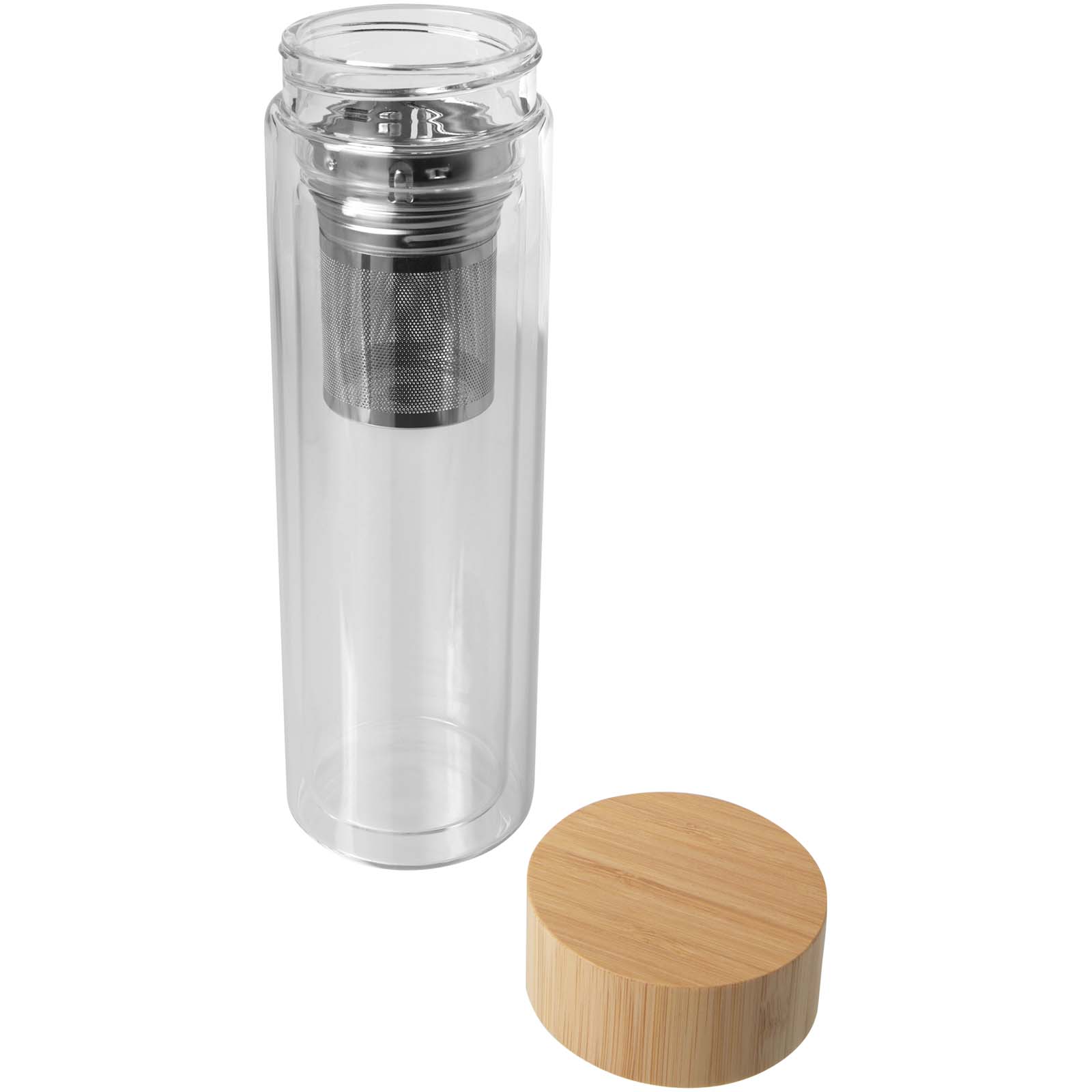Bailey 400 ml Flasche aus Borosilikatglas mit Infuser und Bambusdeckel