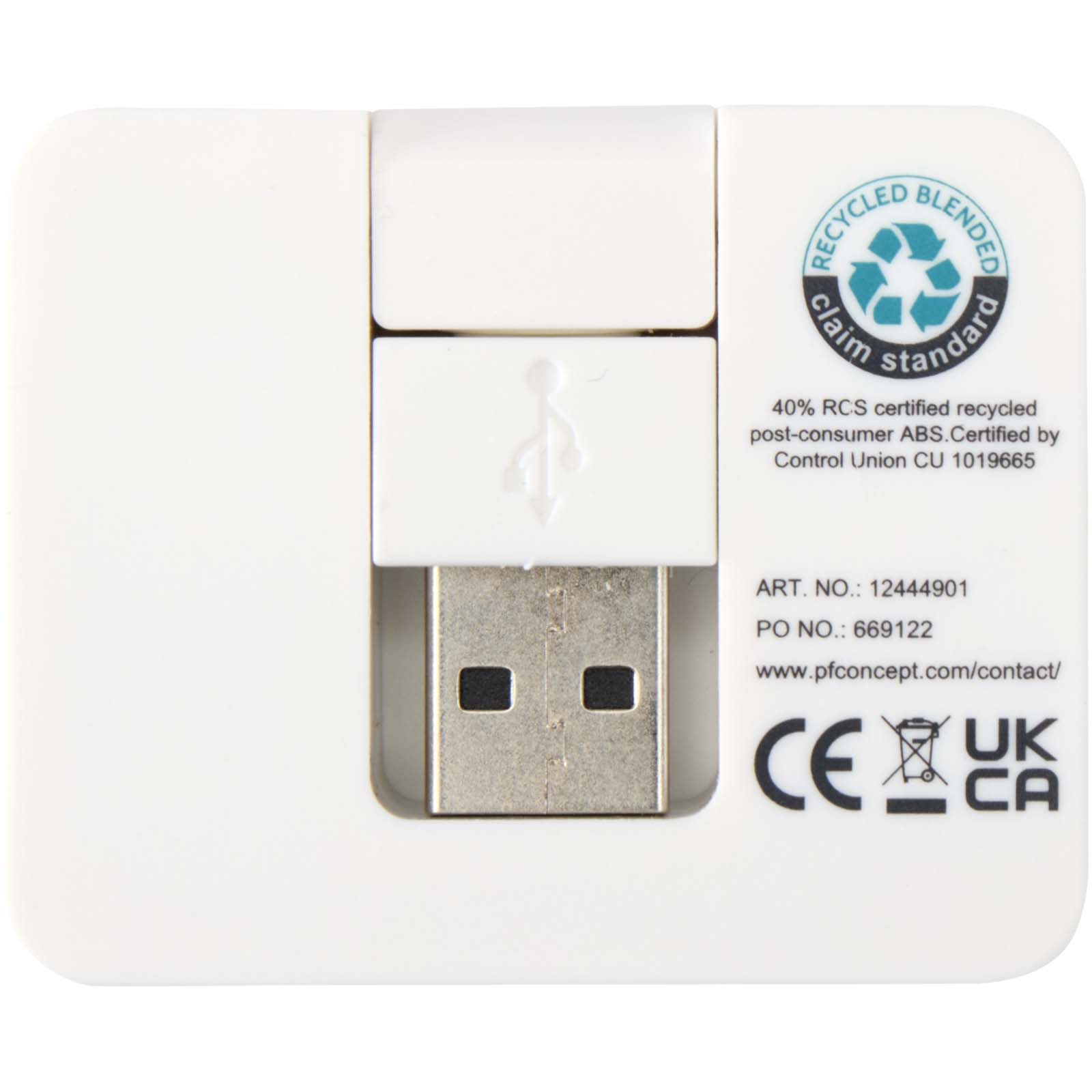 Gaia 4 Port USB Hub mit USB-A- und Typ-C-Ausgang und zwei Eingängen aus recyceltem Kunststoff