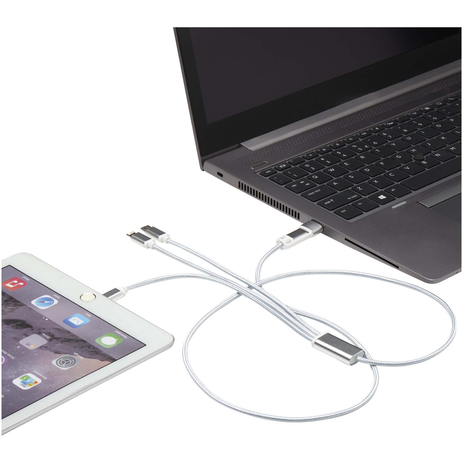 Versatile 5-in-1 Ladekabel aus recyceltem Aluminium