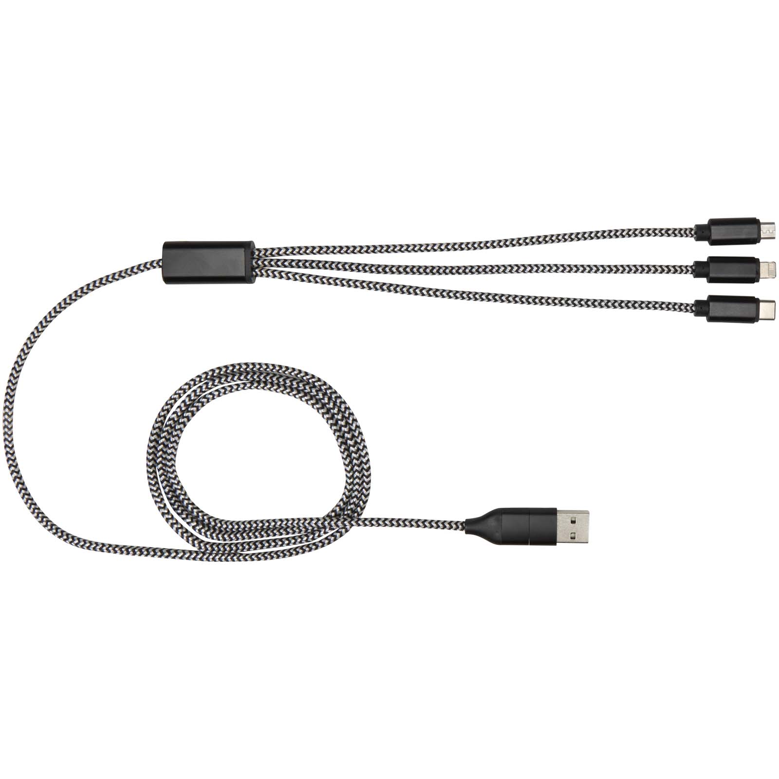 Alphecca 5-in-1-Ladekabel aus recyceltem Aluminium und RPET