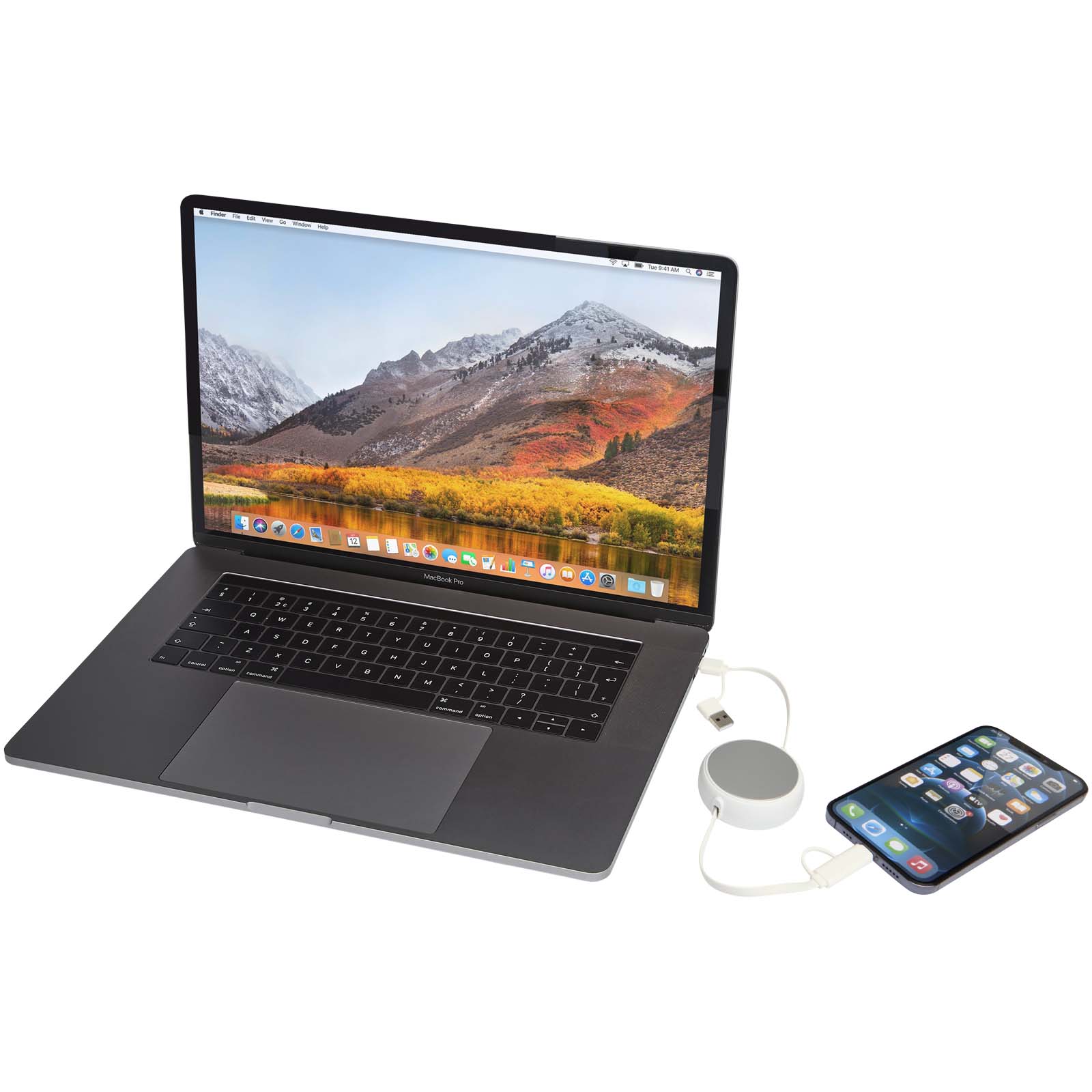 Alasia 100 cm 5-in-1 Kabel aus recyceltem Kunststoff und Aluminium, einziehbar, für Datenübertragung und mit 45W Schnellladun