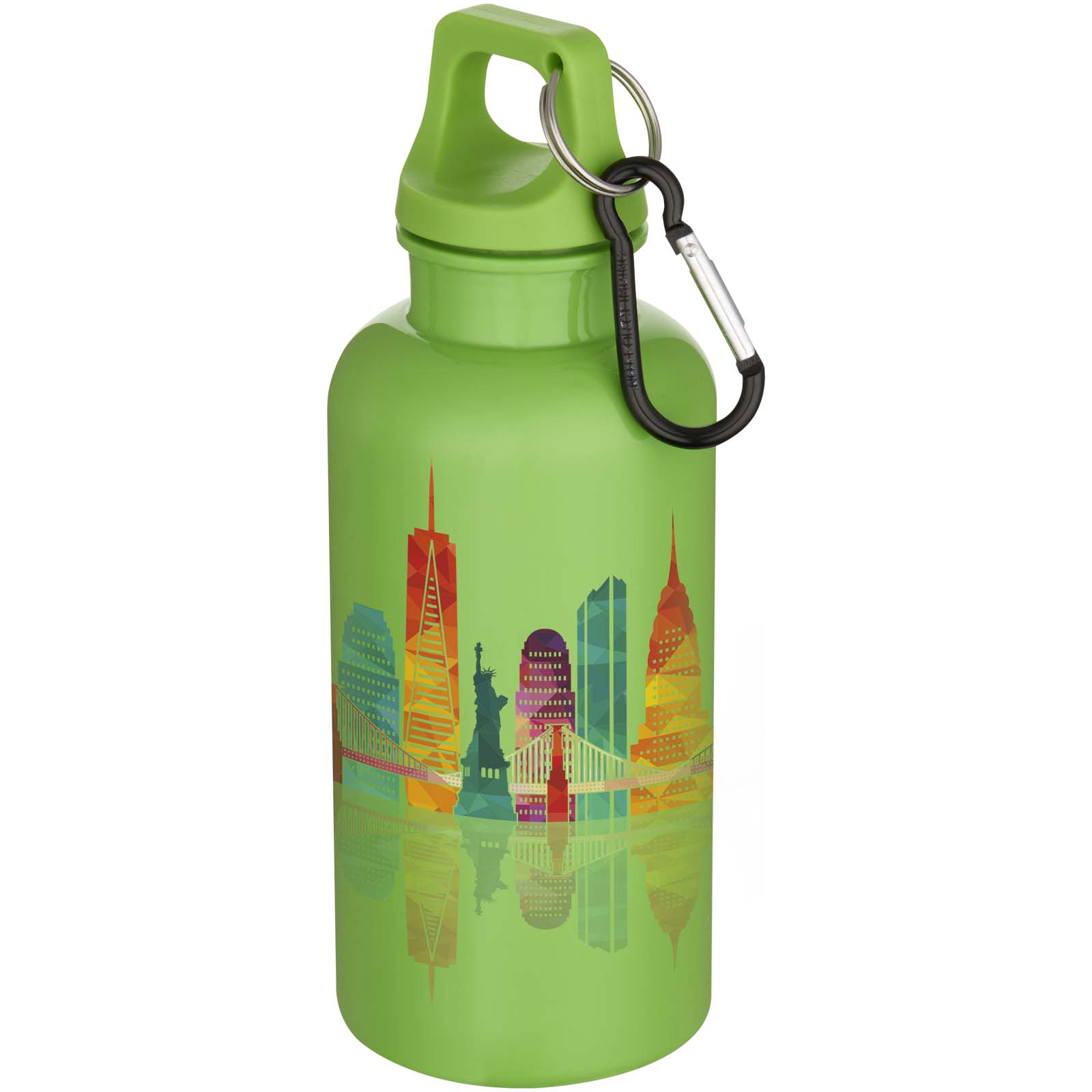 Oregon 400 ml einfarbige RS-zertifizierte Trinkflasche aus recyceltem Kunststoff mit Karabinerhaken 