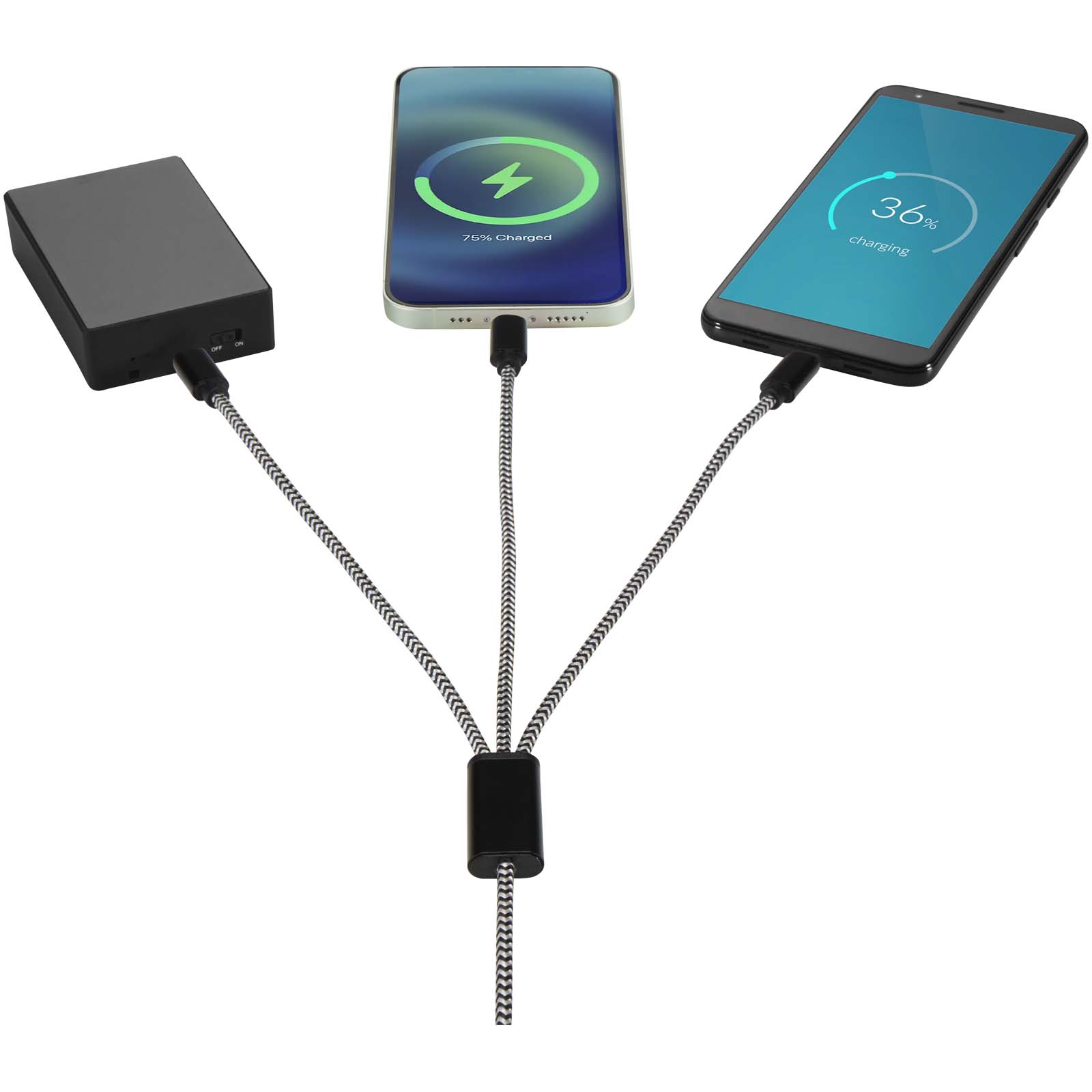Alphecca 5-in-1-Ladekabel aus recyceltem Aluminium und RPET