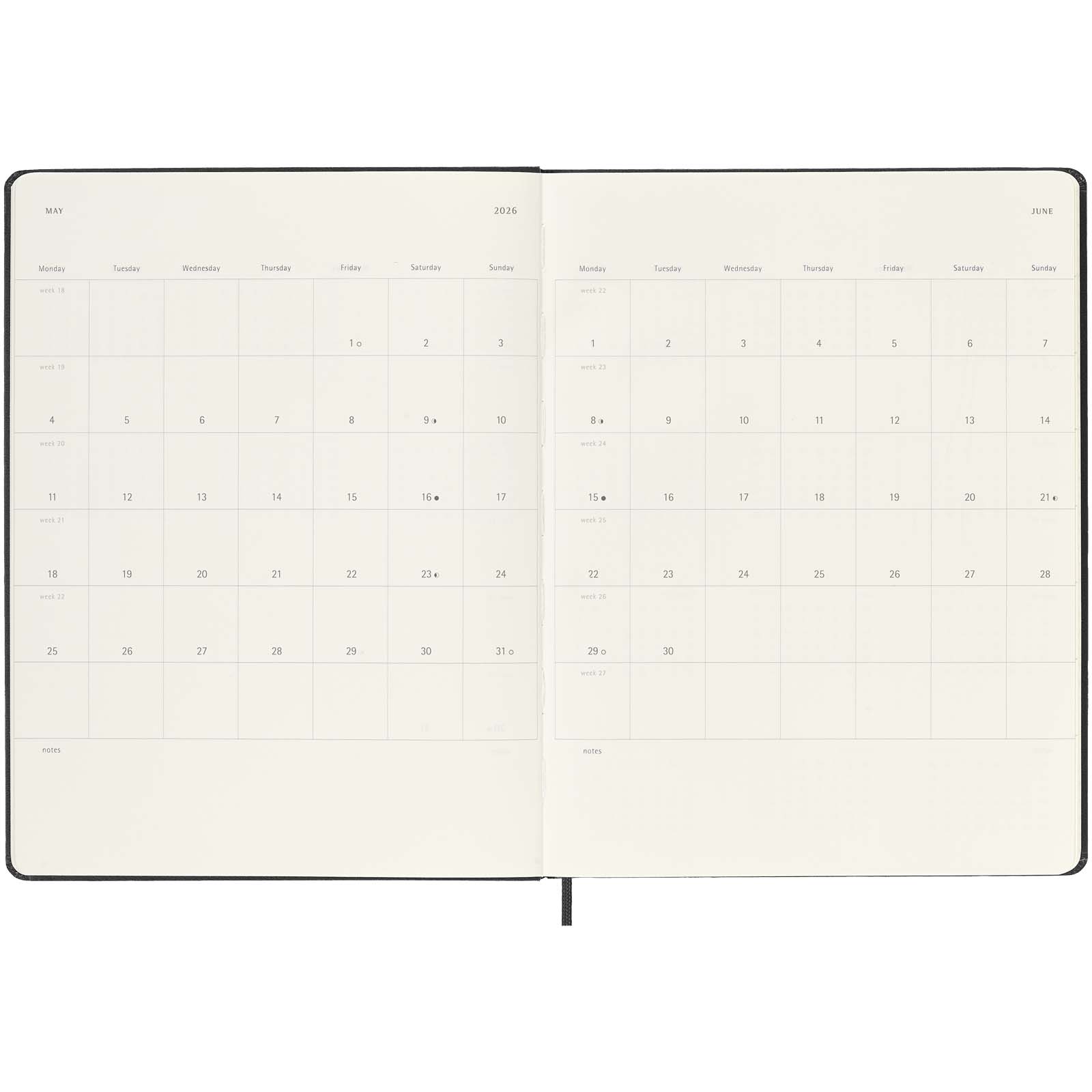 Moleskine Hardcover 12 Monate Wochenkalender XL