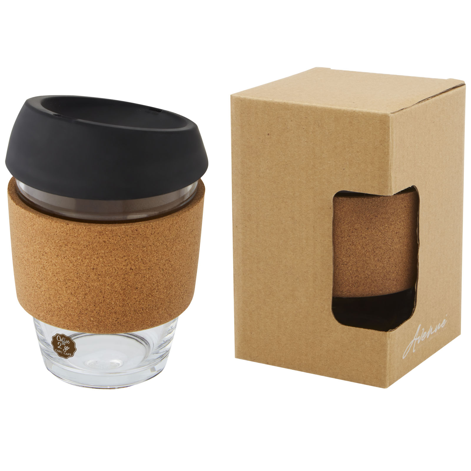 Lidan 360 ml Becher aus Borosilikatglas mit Korkgriff und Silikondeckel