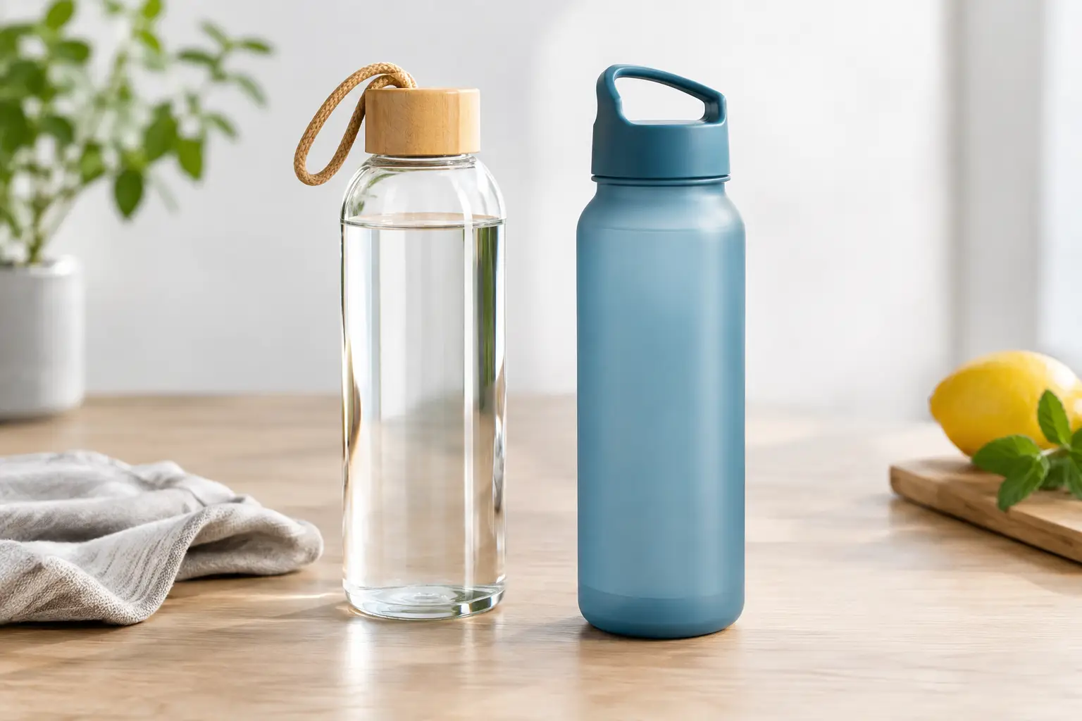 Trinkflaschen aus Glas oder Kunststoff wählen