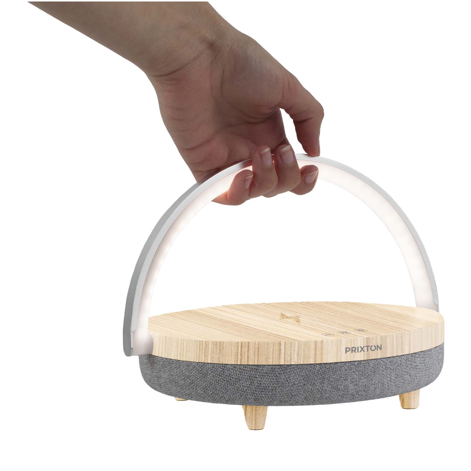 Prixton 10W 4-in-1 Bluetooth®-Lautsprecher mit LED-Licht und kabelloser Ladestation