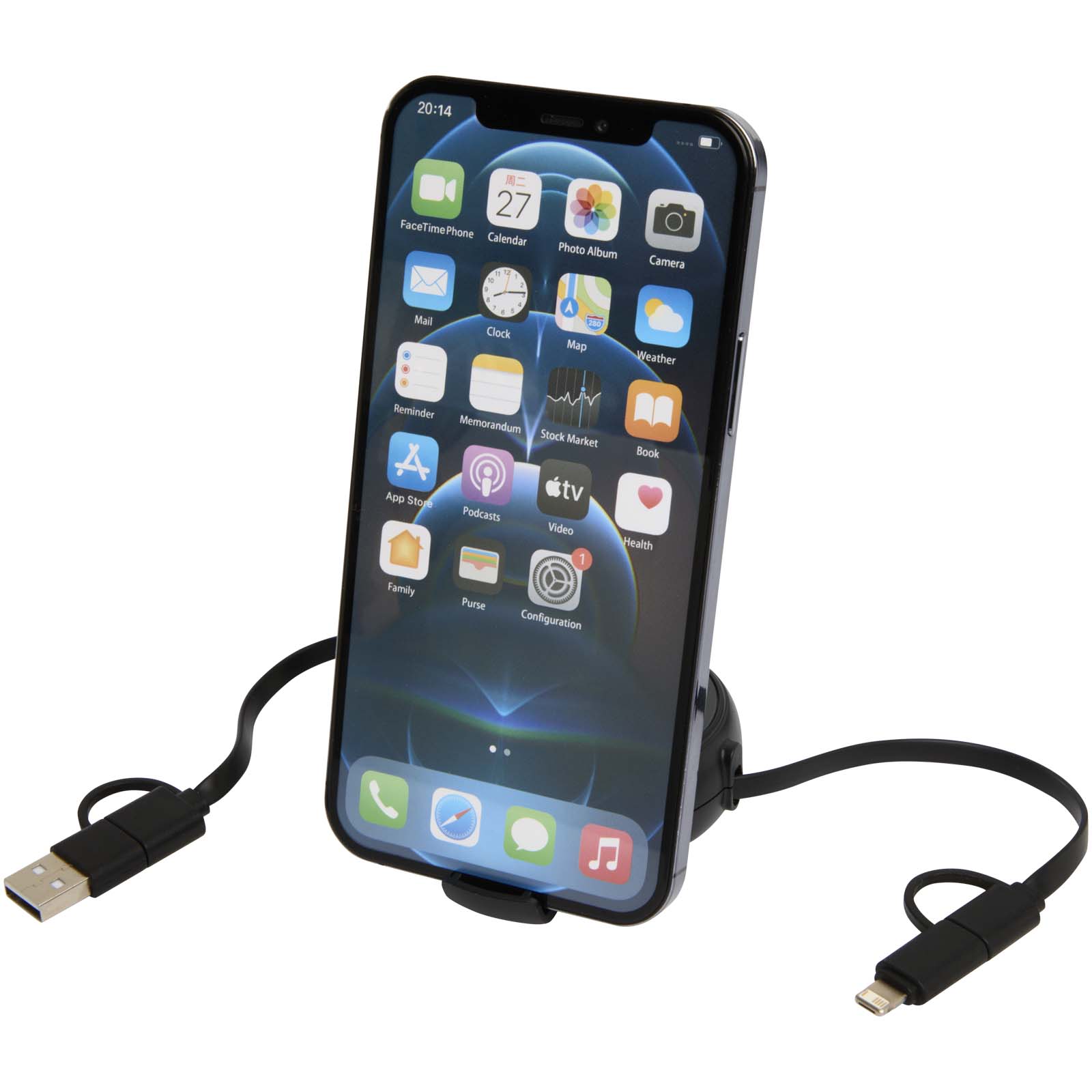 Alasia 100 cm 5-in-1 Kabel aus recyceltem Kunststoff und Aluminium, einziehbar, für Datenübertragung und mit 45W Schnellladun