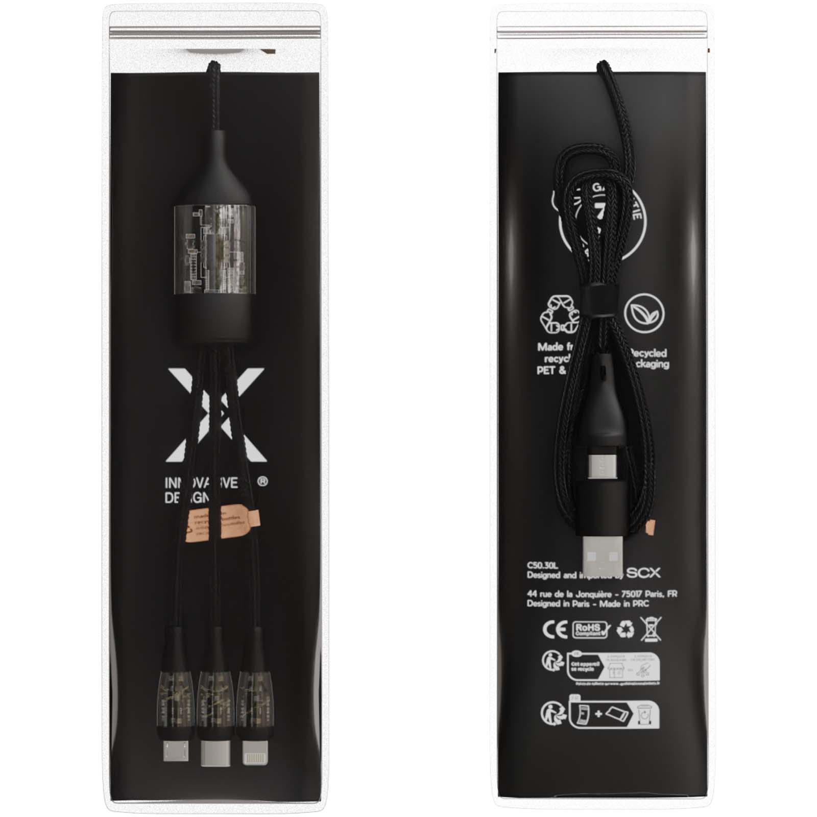 SCX.design C50 100 W/5 A 5-in-1 Schnellladekabel mit Digitalanzeige