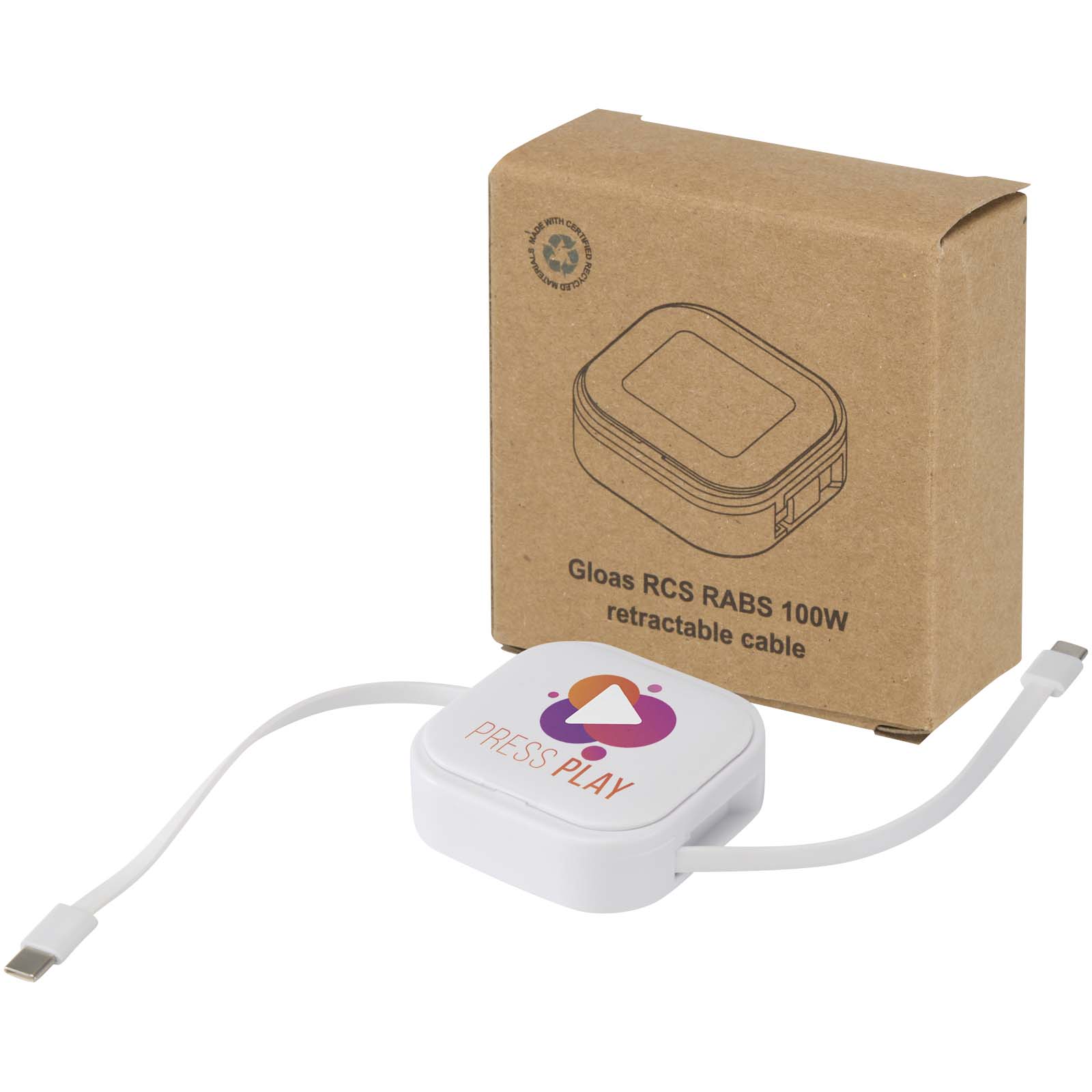 Gloas Aufrollbares 5 in 1 Kabel aus Recyclingmaterial mit Datensynchronisierung und 100 W Schnellladefunktion sowie Smartphon