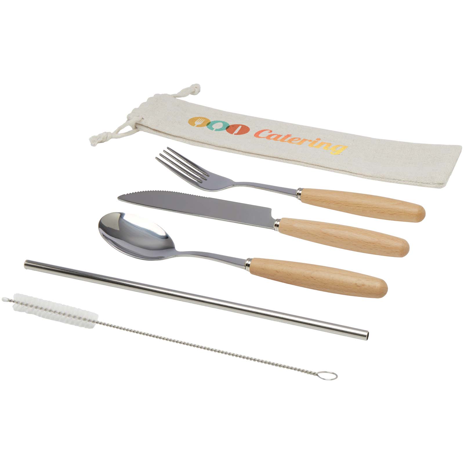 Root 5-teiliges Besteckset aus Edelstahl und Buchenholz 