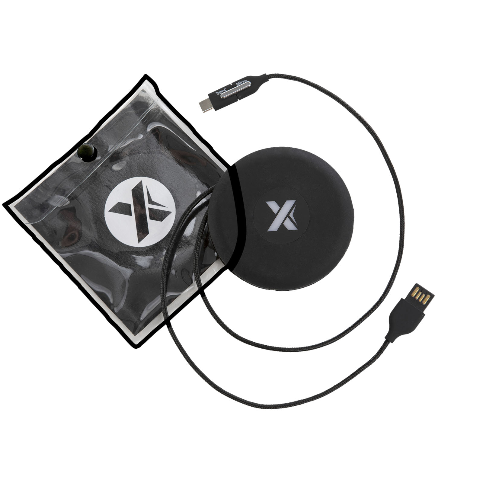SCX.design C18 3-in-1 Travel Ladekabel mit Leuchtlogo