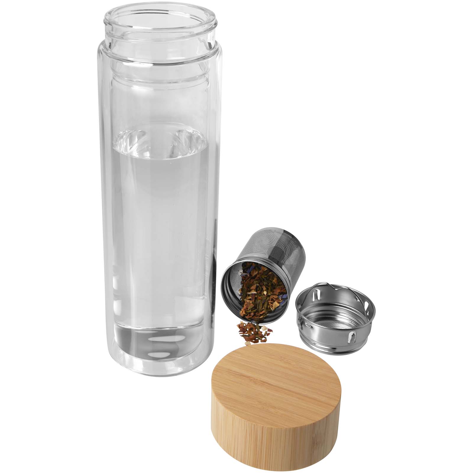 Bailey 400 ml Flasche aus Borosilikatglas mit Infuser und Bambusdeckel