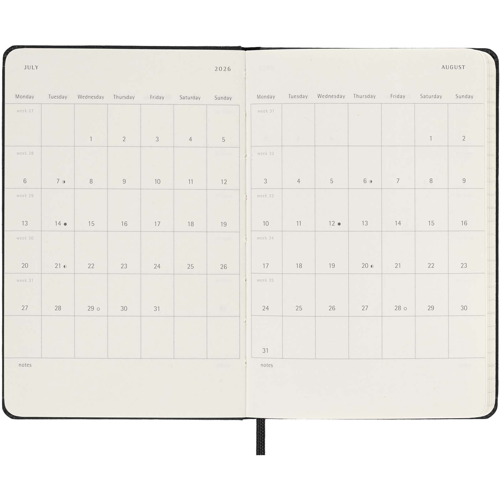 Moleskine Hardcover 12 Monate Tageskalender , Pocket-Format