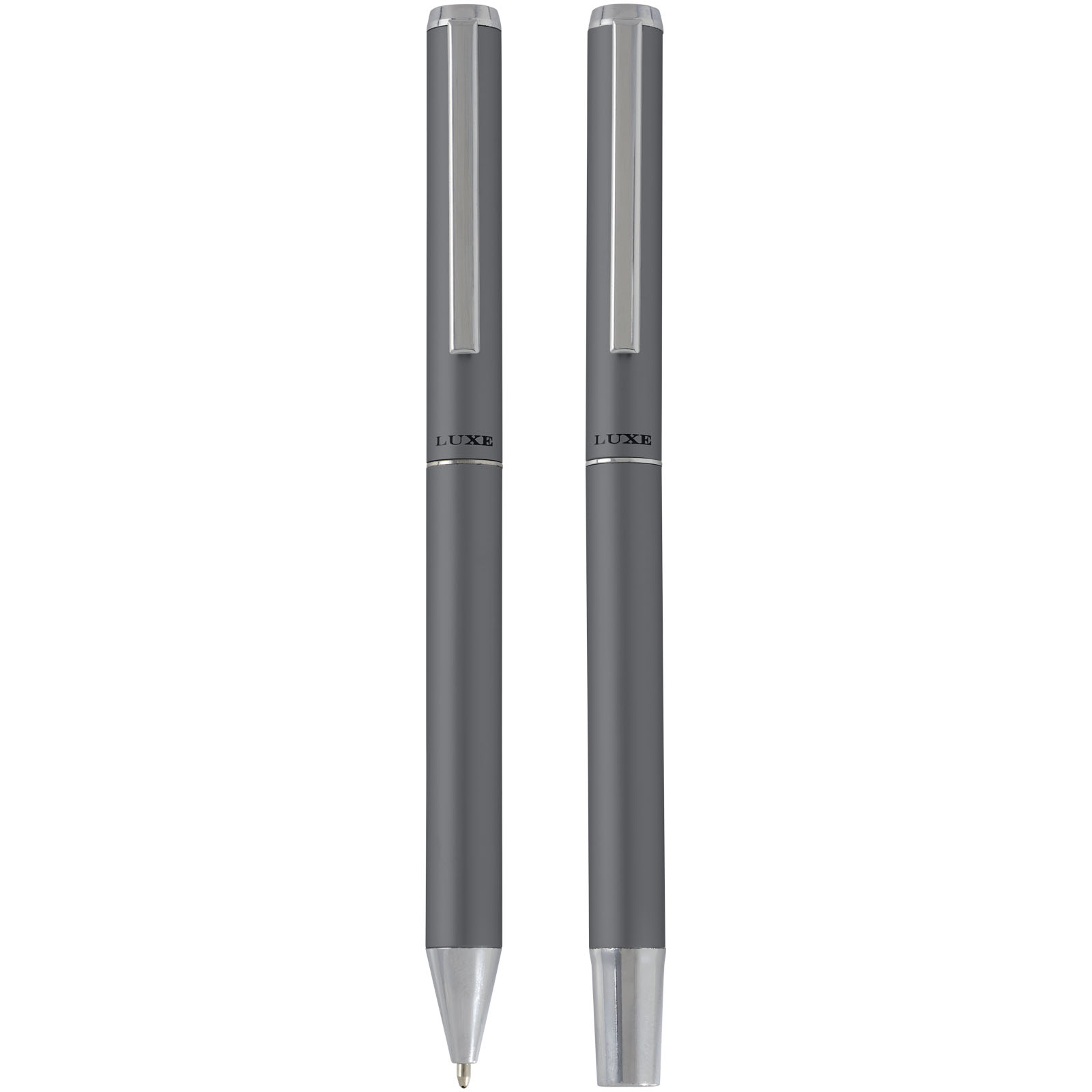 Lucetto Set mit Kugelschreiber und Tintenroller aus recyceltem Aluminium (schwarze Mine)
