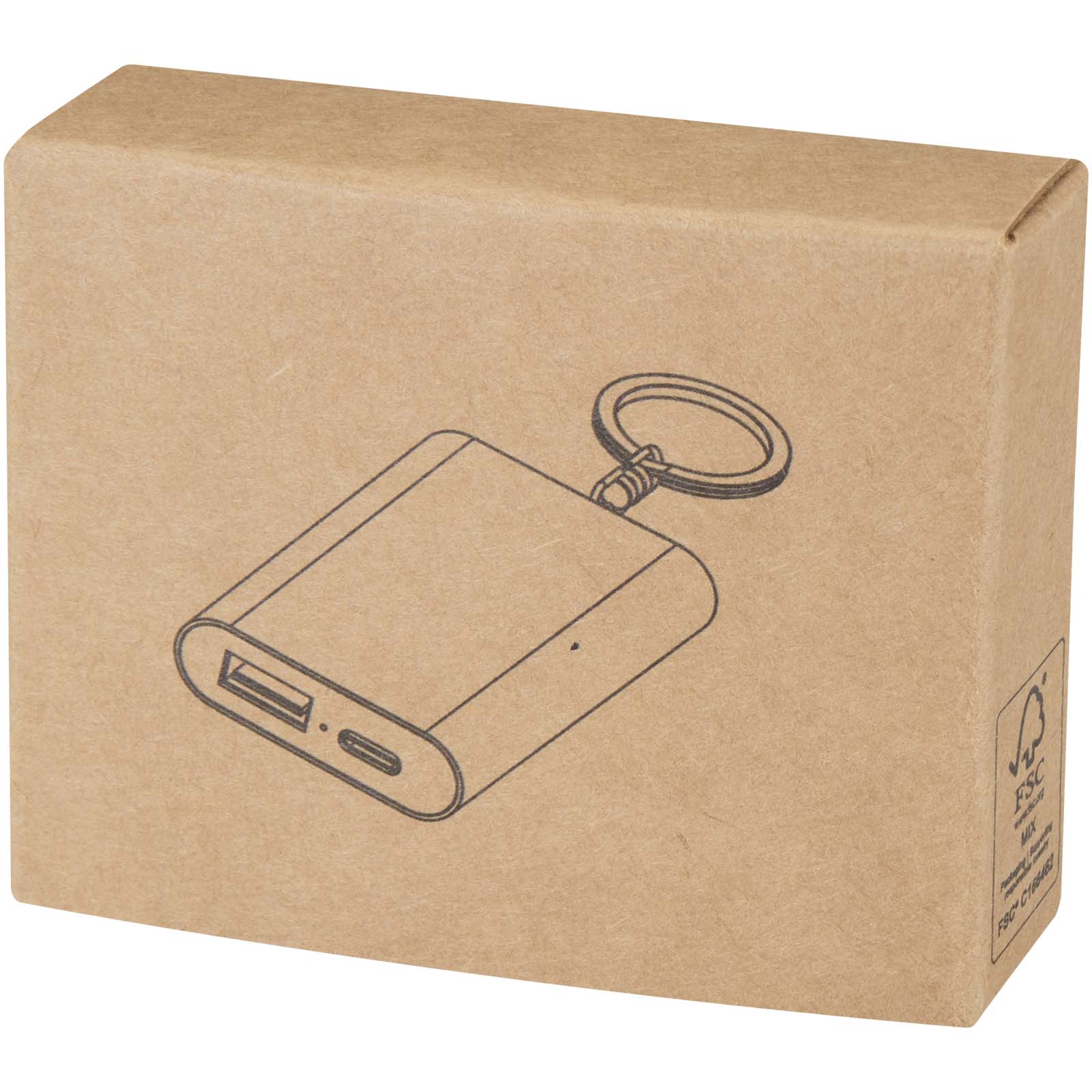 Arcturus 2000 mAh Powerbank aus recyceltem Aluminium mit Schlüsselanhänger