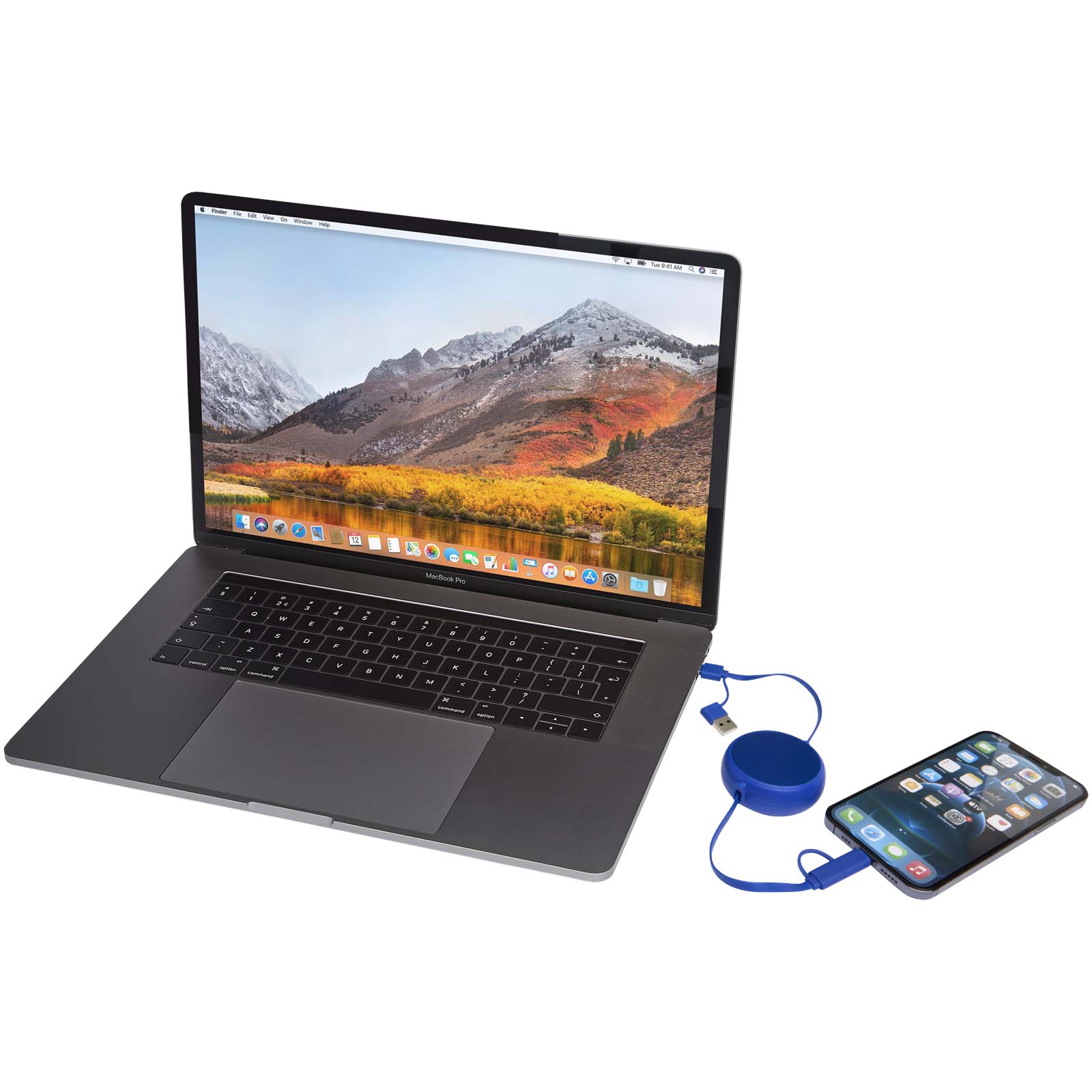 Alasia 100 cm 5-in-1 Kabel aus recyceltem Kunststoff und Aluminium, einziehbar, für Datenübertragung und mit 45W Schnellladun