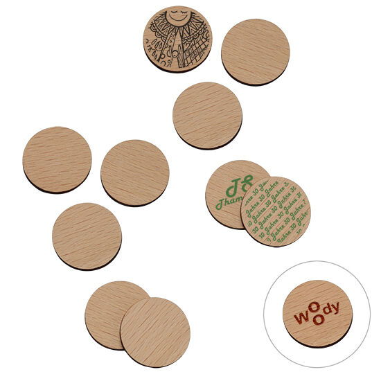 3017 Einkaufswagenchip aus Birkenholz in 1€ Größe