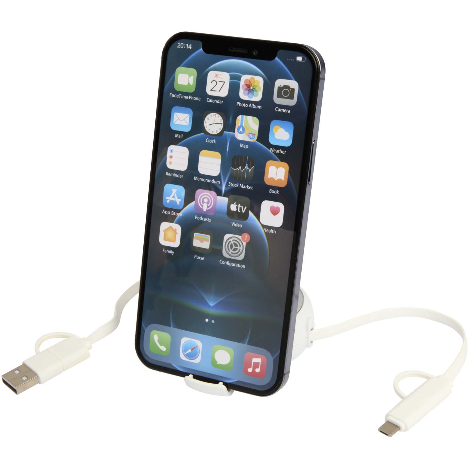 Alasia 100 cm 5-in-1 Kabel aus recyceltem Kunststoff und Aluminium, einziehbar, für Datenübertragung und mit 45W Schnellladun