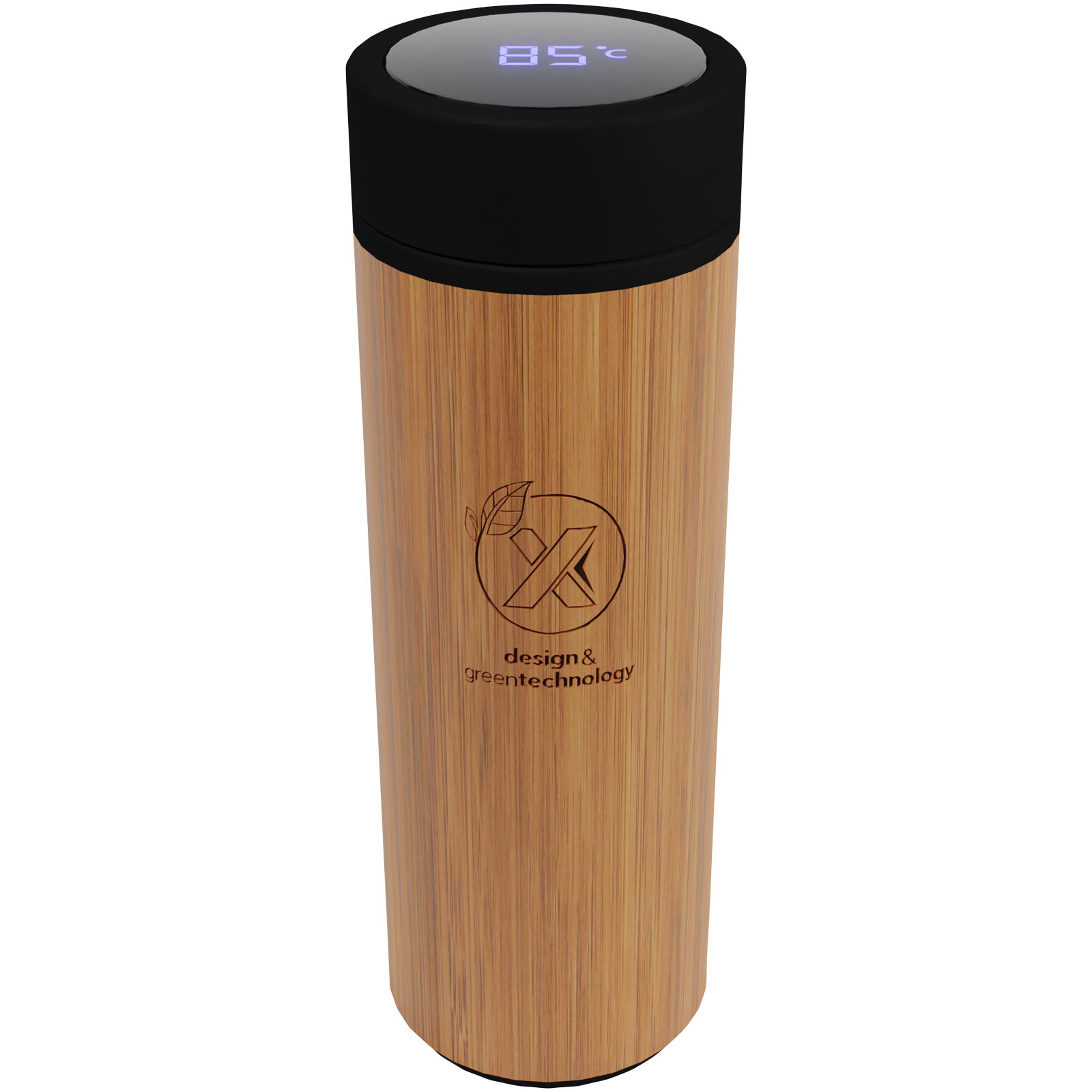 SCX.design D11 500 ml Smart Flasche aus Bambus mit Leuchtlogo SCX.design D11 500 ml Smart Flasche aus Bambus mit Leuchtlogo