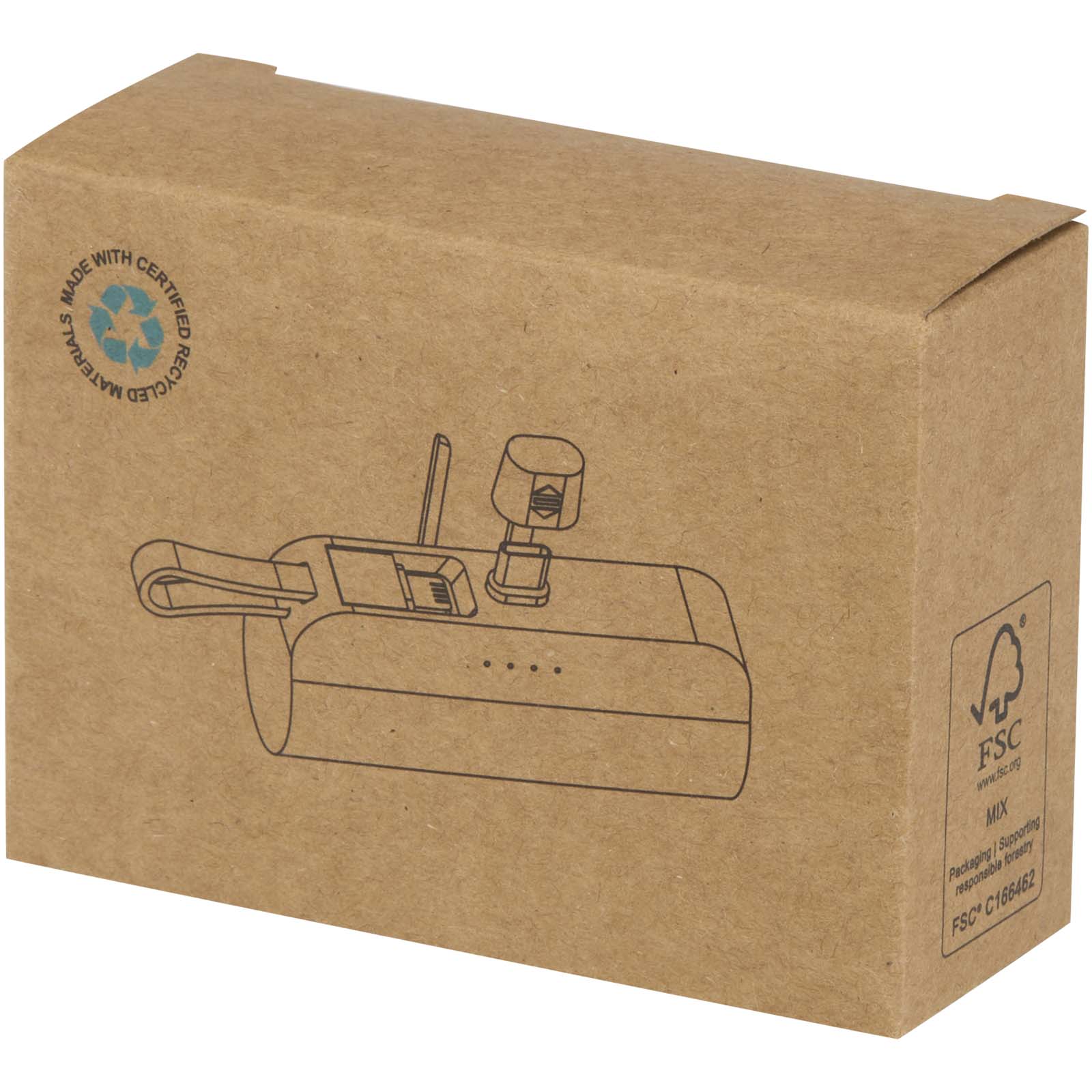 Alnair 10 W 5000 mAh Typ C Powerbank aus recyceltem Kunststoff mit integriertem Klappständer und 2 in 1 Kabel