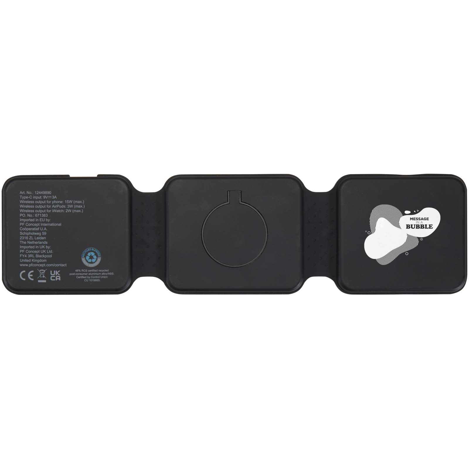 Armus 15 W 3-in-1 zusammenklappbares kabelloses Ladegerät aus recyceltem Kunststoff