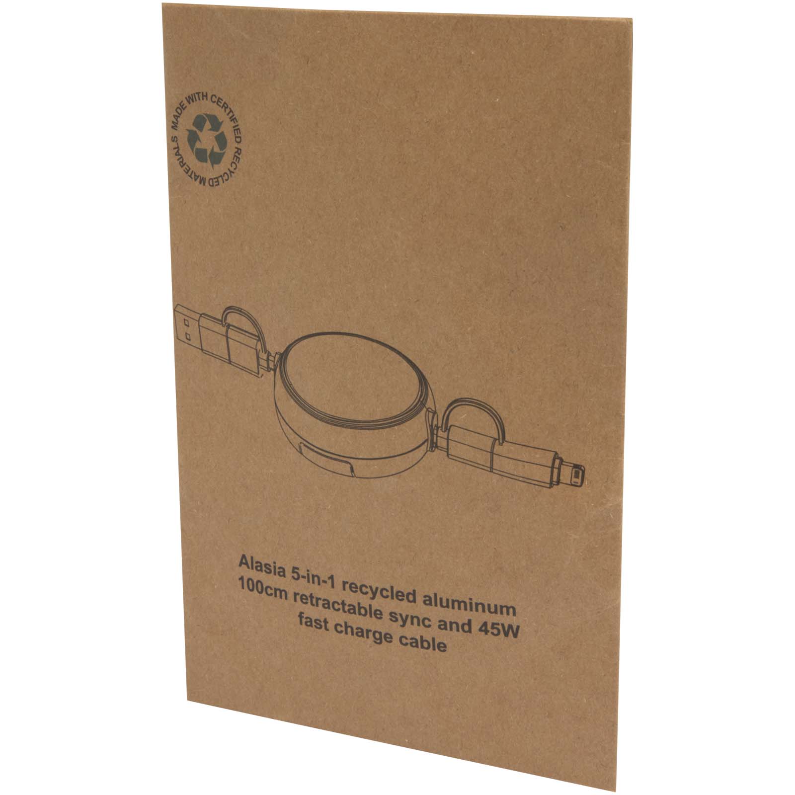 Alasia 100 cm 5-in-1 Kabel aus recyceltem Kunststoff und Aluminium, einziehbar, für Datenübertragung und mit 45W Schnellladun