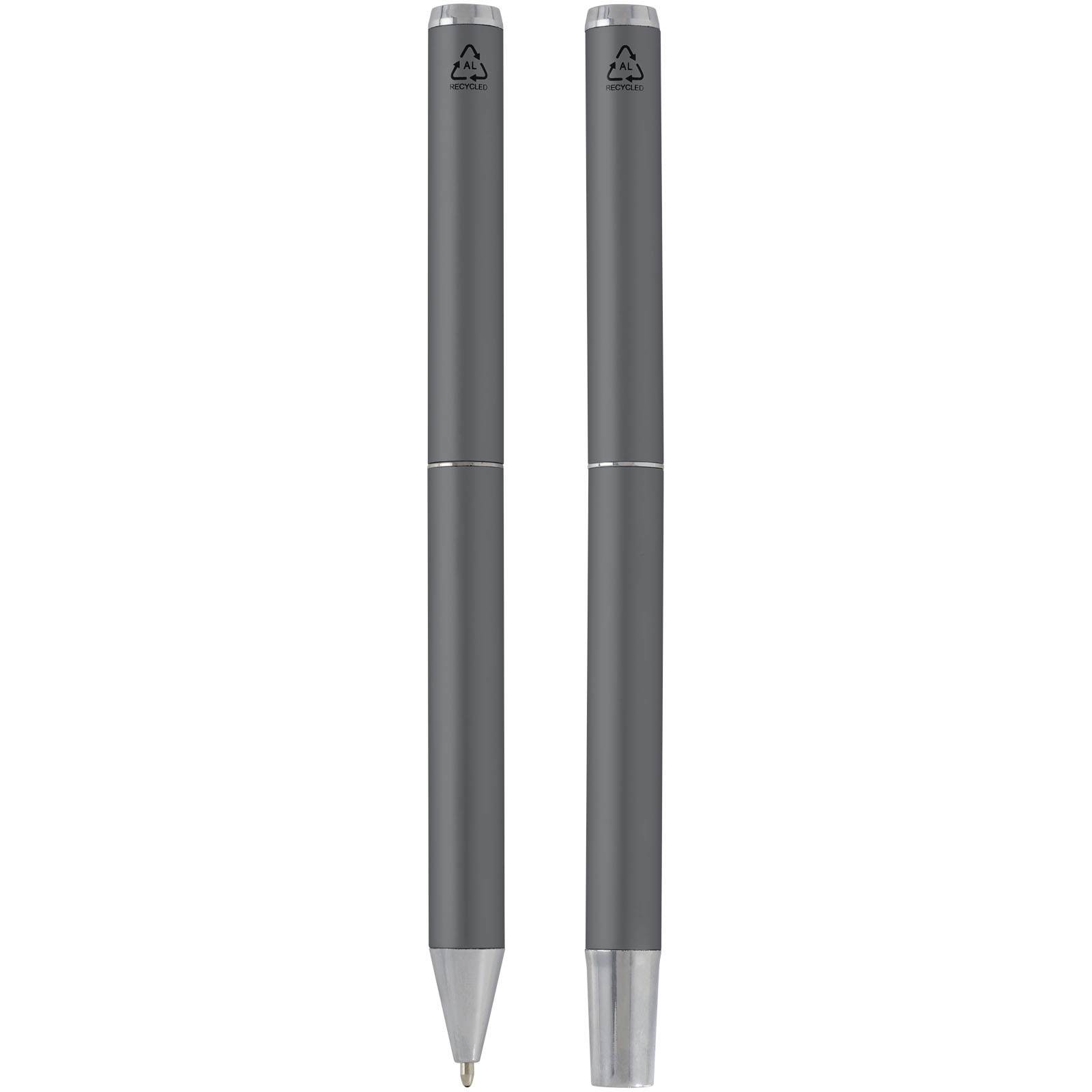 Lucetto Set mit Kugelschreiber und Tintenroller aus recyceltem Aluminium (schwarze Mine)