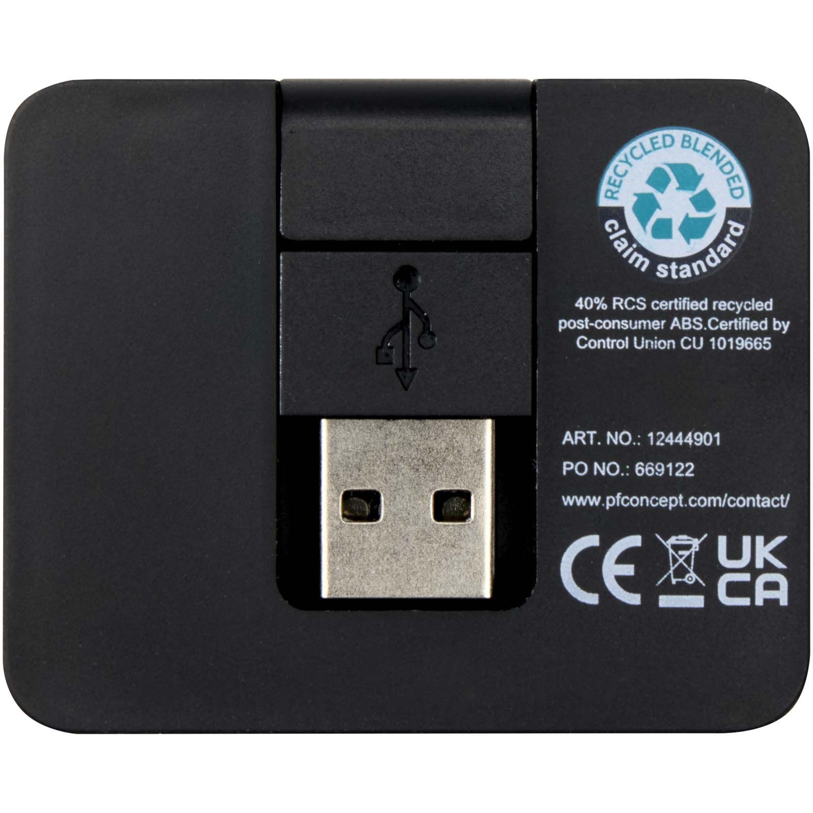 Gaia 4 Port USB Hub mit USB-A- und Typ-C-Ausgang und zwei Eingängen aus recyceltem Kunststoff