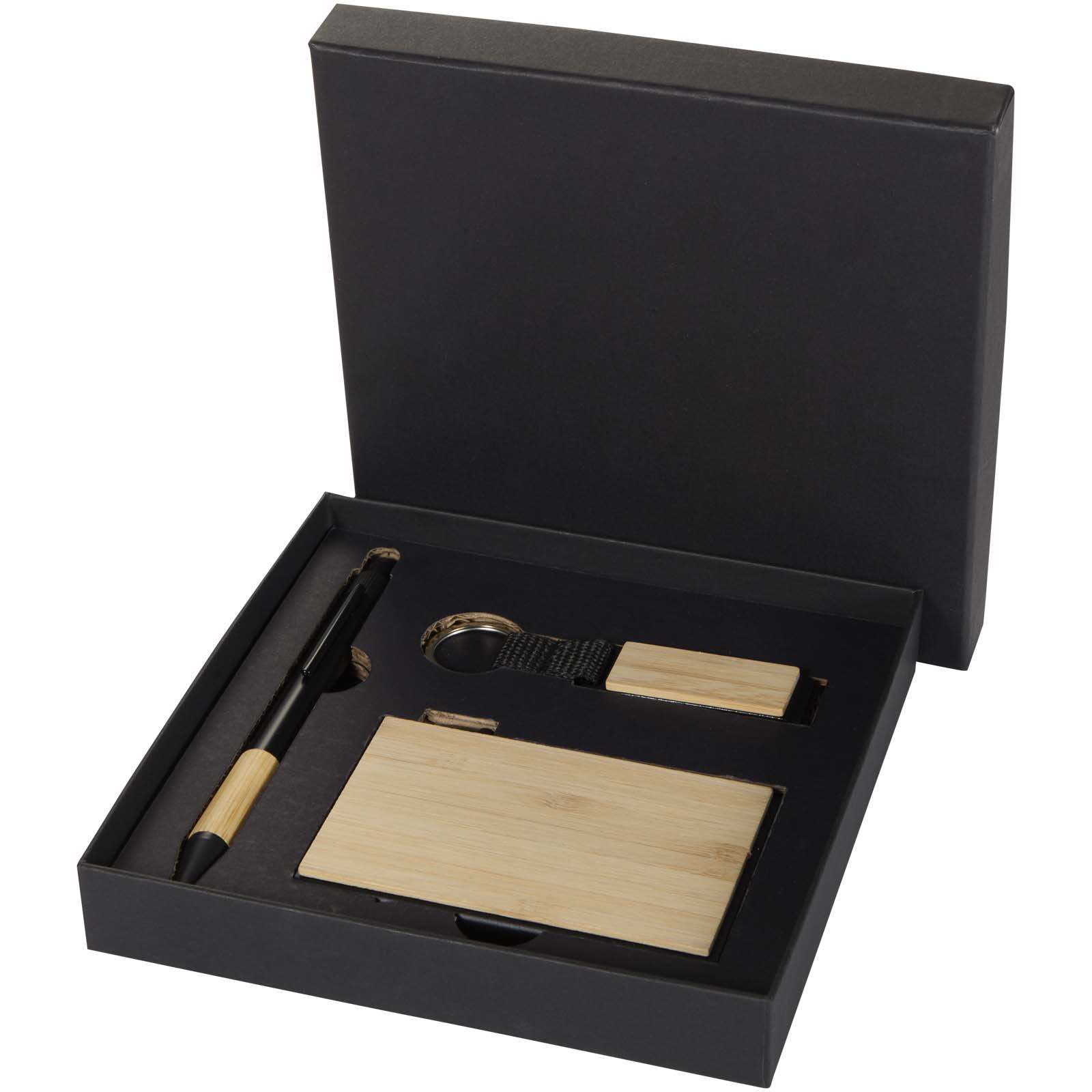 Minka Set mit Kugelschreiber aus RCS Recycling-Aluminium, Schlüsselanhänger und RFID-Kartenhalter