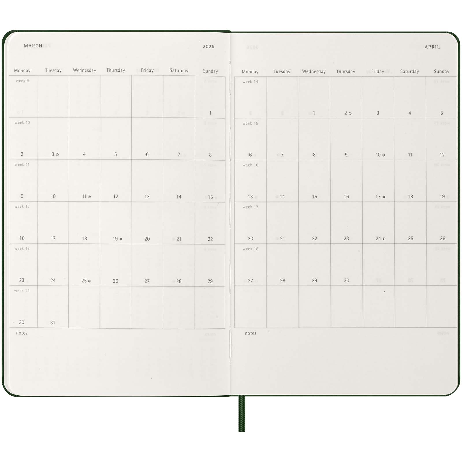 Moleskine Hardcover 12 Monate Wochenkalender L