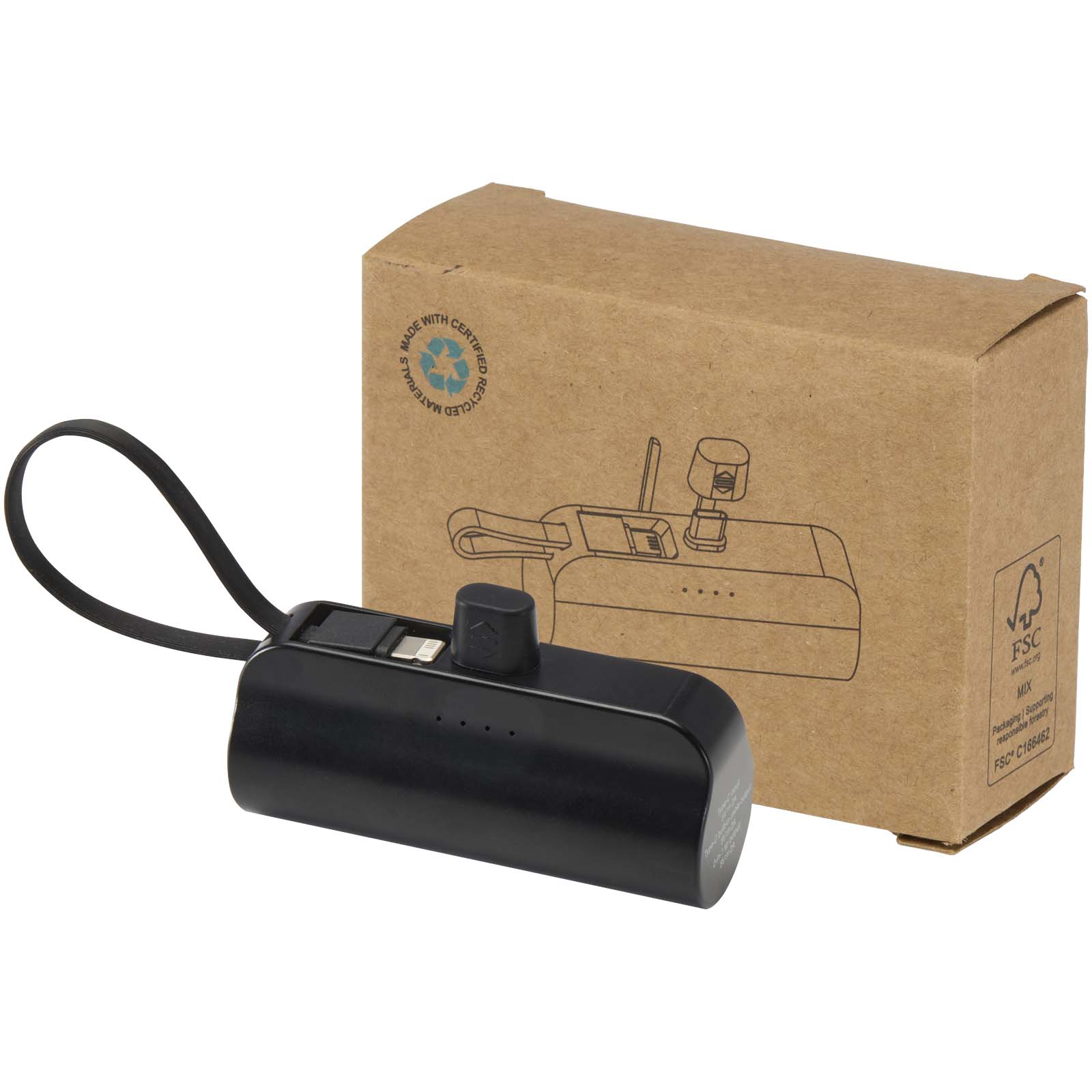 Alnair 10 W 5000 mAh Typ C Powerbank aus recyceltem Kunststoff mit integriertem Klappständer und 2 in 1 Kabel